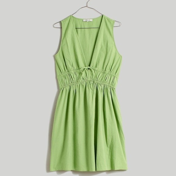 Madewell Sophia Deep V Neckline Mini Dress Size XS in Color: Seedling NWT - Picture 5 of 8